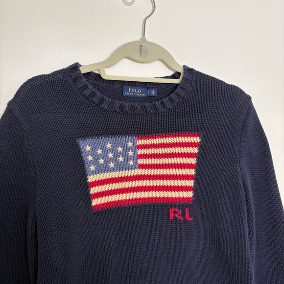 Polo Ralph Lauren Flag Cotton Crewneck Pullover Sweater - Picture 3 of 8